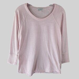 James Perse Top Small Pink Cotton Minimalist Relaxed Fit 1/2 Sleeve Blouse Top